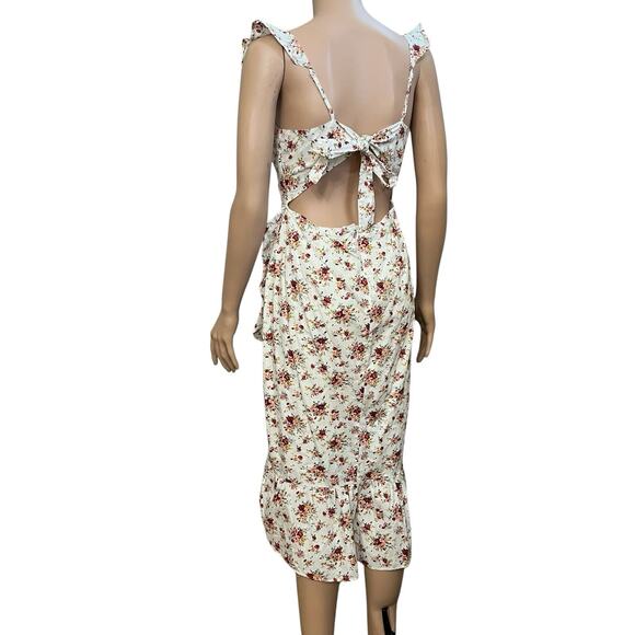Hello Molly West Coast Represent Floral Midi Dress Size 6 Ruffle White Multi - Picture 5 of 11